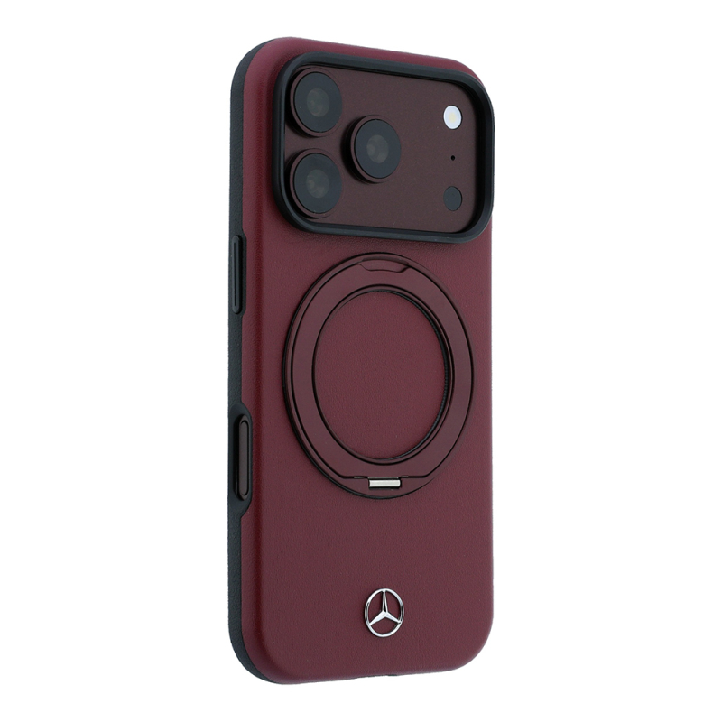 Apple iPhone 18 Pro Max Kılıf Mercedes Benz Orjinal Lisanslı M-safe Şarj Özellikli 360 Derece Dönebilen Standlı PU Metal Logolu Kapak - 4