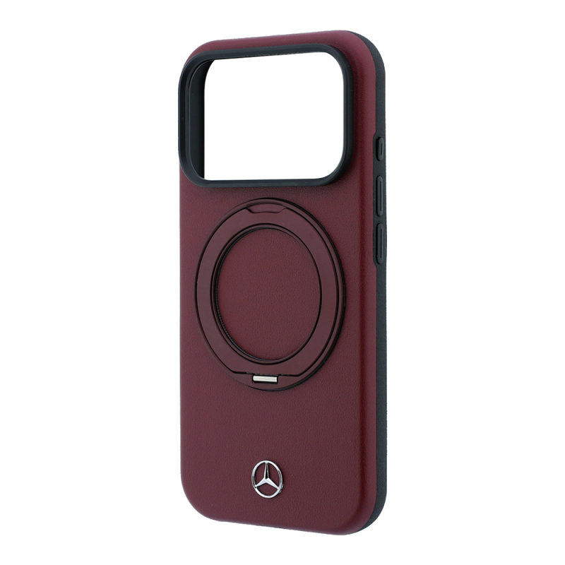 Apple iPhone 18 Pro Max Kılıf Mercedes Benz Orjinal Lisanslı M-safe Şarj Özellikli 360 Derece Dönebilen Standlı PU Metal Logolu Kapak - 6