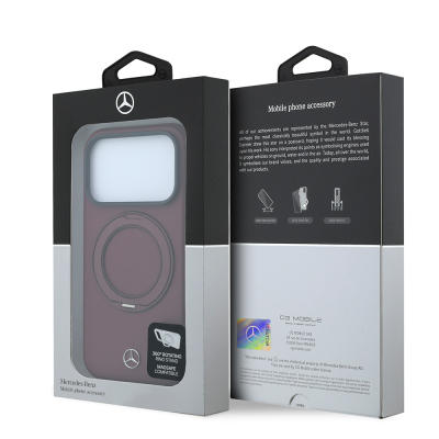 Apple iPhone 18 Pro Max Kılıf Mercedes Benz Orjinal Lisanslı M-safe Şarj Özellikli 360 Derece Dönebilen Standlı PU Metal Logolu Kapak - 8