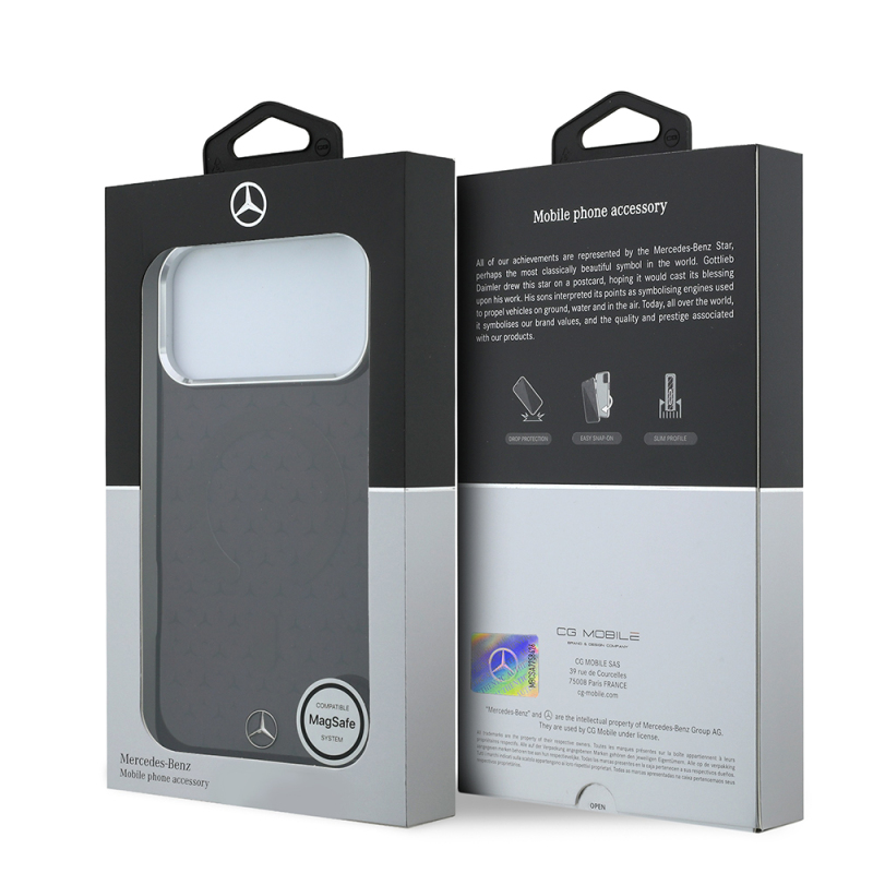 Apple iPhone 18 Pro Max Kılıf Mercedes Benz Orjinal Lisanslı M-safe Şarj Özellikli Çift Katmanlı Yıldız Desenli Sert PC Kapak - 8