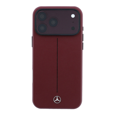 Apple iPhone 18 Pro Max Kılıf Mercedes Benz Orjinal Lisanslı M-safe Şarj Özellikli Metal Yıldız Logolu Çizgili Deri Kapak - 3