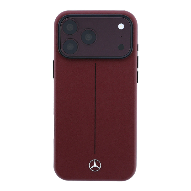 Apple iPhone 18 Pro Max Kılıf Mercedes Benz Orjinal Lisanslı M-safe Şarj Özellikli Metal Yıldız Logolu Çizgili Deri Kapak - 3