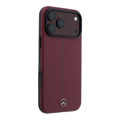 Apple iPhone 18 Pro Max Kılıf Mercedes Benz Orjinal Lisanslı M-safe Şarj Özellikli Metal Yıldız Logolu Çizgili Deri Kapak - 4