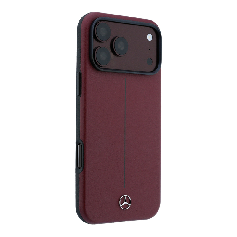 Apple iPhone 18 Pro Max Kılıf Mercedes Benz Orjinal Lisanslı M-safe Şarj Özellikli Metal Yıldız Logolu Çizgili Deri Kapak - 4