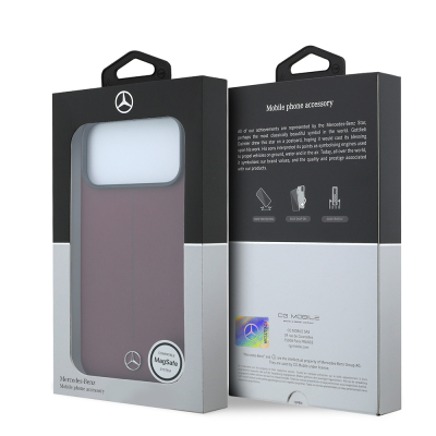 Apple iPhone 18 Pro Max Kılıf Mercedes Benz Orjinal Lisanslı M-safe Şarj Özellikli Metal Yıldız Logolu Çizgili Deri Kapak - 8