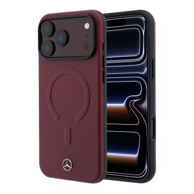 Apple iPhone 18 Pro Max Kılıf Mercedes Benz Orjinal Lisanslı M-safe Şarj Özellikli Metal Yıldız Logolu Kabartmalı Deri Kapak - 1