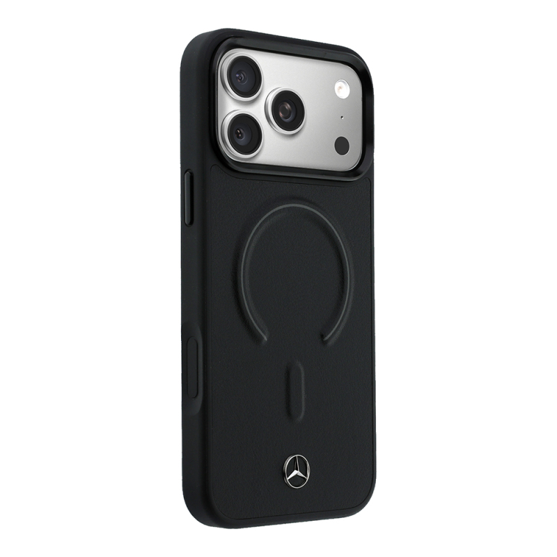 Apple iPhone 18 Pro Max Kılıf Mercedes Benz Orjinal Lisanslı M-safe Şarj Özellikli Metal Yıldız Logolu Kabartmalı Deri Kapak - 12