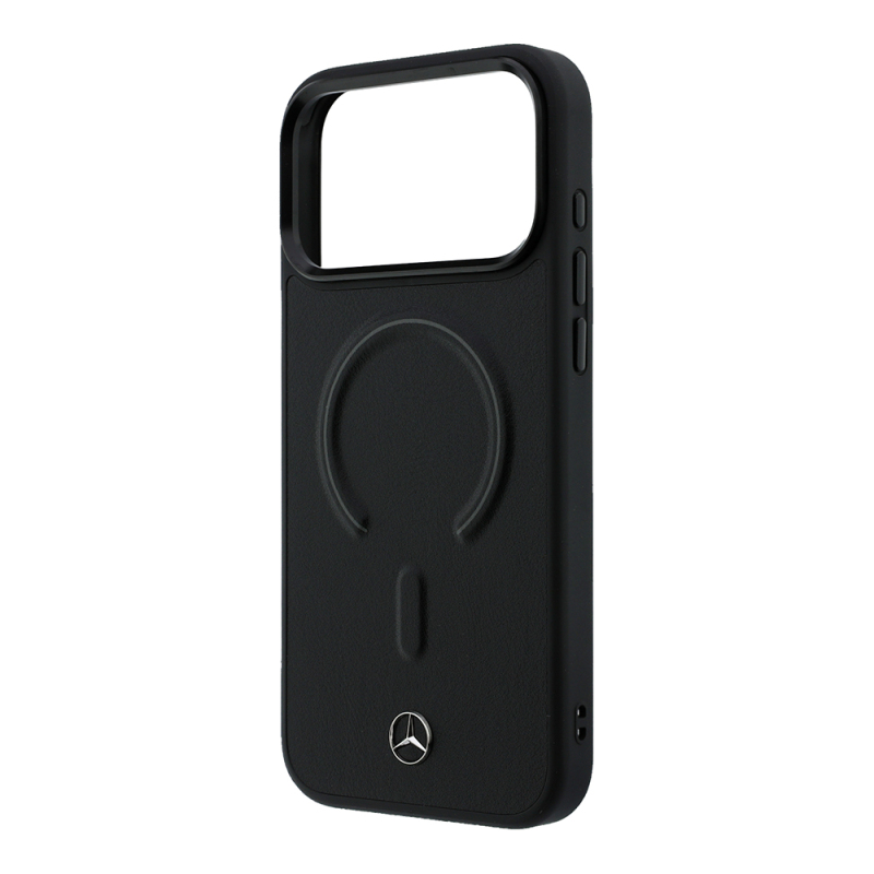 Apple iPhone 18 Pro Max Kılıf Mercedes Benz Orjinal Lisanslı M-safe Şarj Özellikli Metal Yıldız Logolu Kabartmalı Deri Kapak - 14