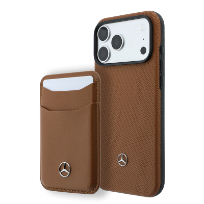 Apple iPhone 18 Pro Max Kılıf Mercedes Benz Orjinal Lisanslı M-safe Şarj Özellikli PU Deri 3D Metal Logolu Kartlıklı Kapak - 1