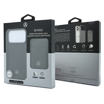 Apple iPhone 18 Pro Max Kılıf Mercedes Benz Orjinal Lisanslı M-safe Şarj Özellikli PU Deri 3D Metal Logolu Kartlıklı Kapak - 29