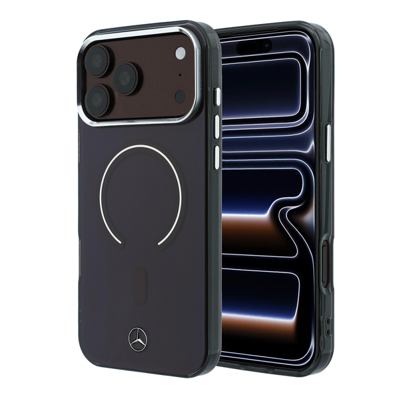Apple iPhone 18 Pro Max Kılıf Mercedes Benz Orjinal Lisanslı M-safe Şarj Özellikli Saydam Yüzey İkonik 3D Metal Logolu Kapak - 1
