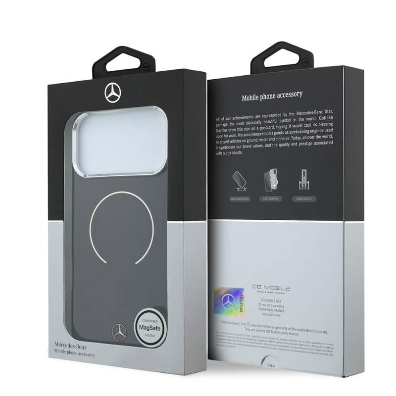 Apple iPhone 18 Pro Max Kılıf Mercedes Benz Orjinal Lisanslı M-safe Şarj Özellikli Saydam Yüzey İkonik 3D Metal Logolu Kapak - 8