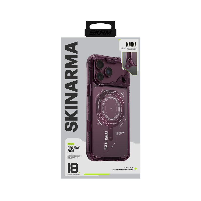 Apple iPhone 18 Pro Max Kılıf SkinArma M-safe Şarj Özellikli Airbag Tasarımlı Magma Kapak - 11