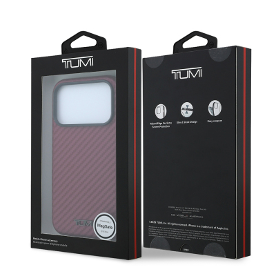 Apple iPhone 18 Pro Max Kılıf TUMI Orjinal Lisanslı M-safe Şarj Özellikli PU Karbon Tasarımlı Metal Logolu Kapak - 8