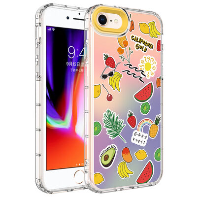 Apple iPhone 7 Case Camera Protected Colorful Patterned Hard Silicone Zore Korn Cover - 6