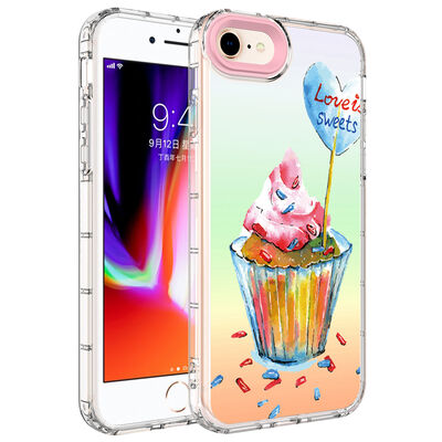 Apple iPhone 7 Case Camera Protected Colorful Patterned Hard Silicone Zore Korn Cover - 16