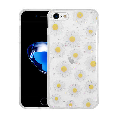 Apple iPhone 7 Case Glittery Patterned Camera Protected Shiny Zore Popy Cover - 4