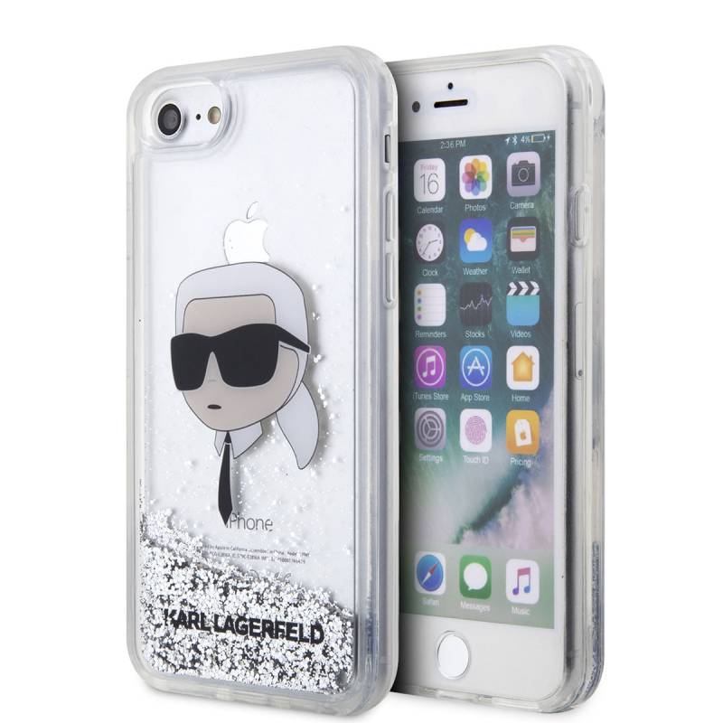 Apple iPhone 7 Case Karl Lagerfeld Liquid Glitter Karl Head Design Cover - 1