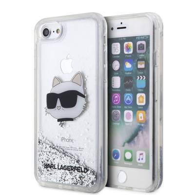 Apple iPhone 7 Case Karl Lagerfeld Liquid Glittery Choupette Head Design Cover - 1