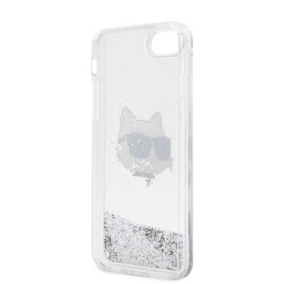 Apple iPhone 7 Case Karl Lagerfeld Liquid Glittery Choupette Head Design Cover - 2