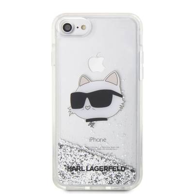 Apple iPhone 7 Case Karl Lagerfeld Liquid Glittery Choupette Head Design Cover - 5