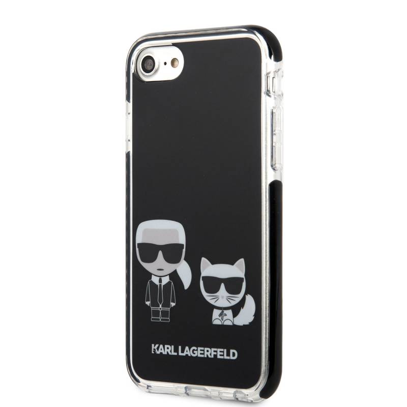 Apple iPhone 7 Kılıf Karl Lagerfeld Kenarları Siyah Silikon K&C Dizayn Kapak - 3