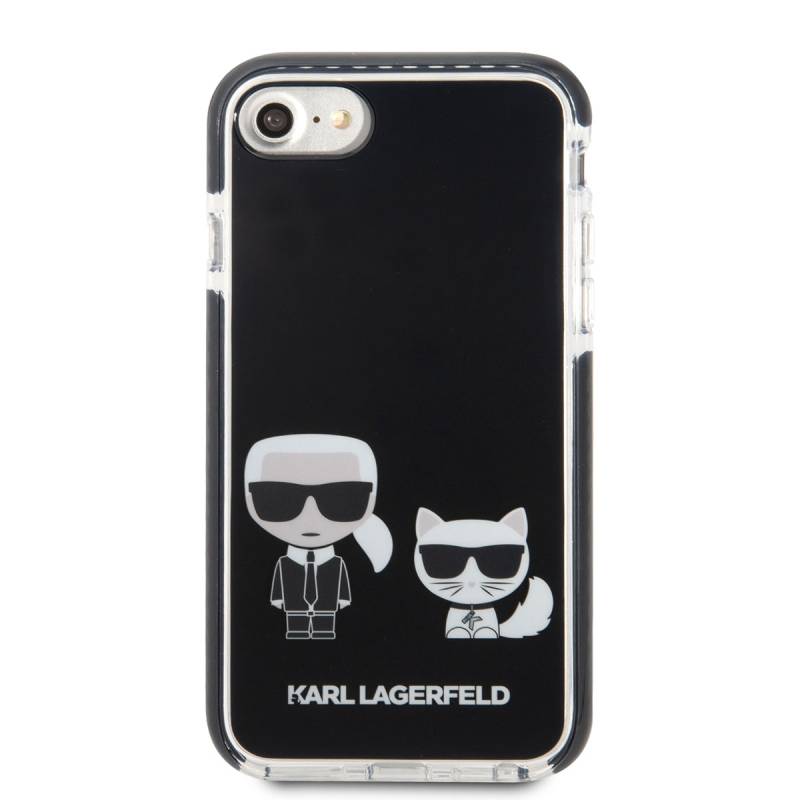 Apple iPhone 7 Kılıf Karl Lagerfeld Kenarları Siyah Silikon K&C Dizayn Kapak - 4