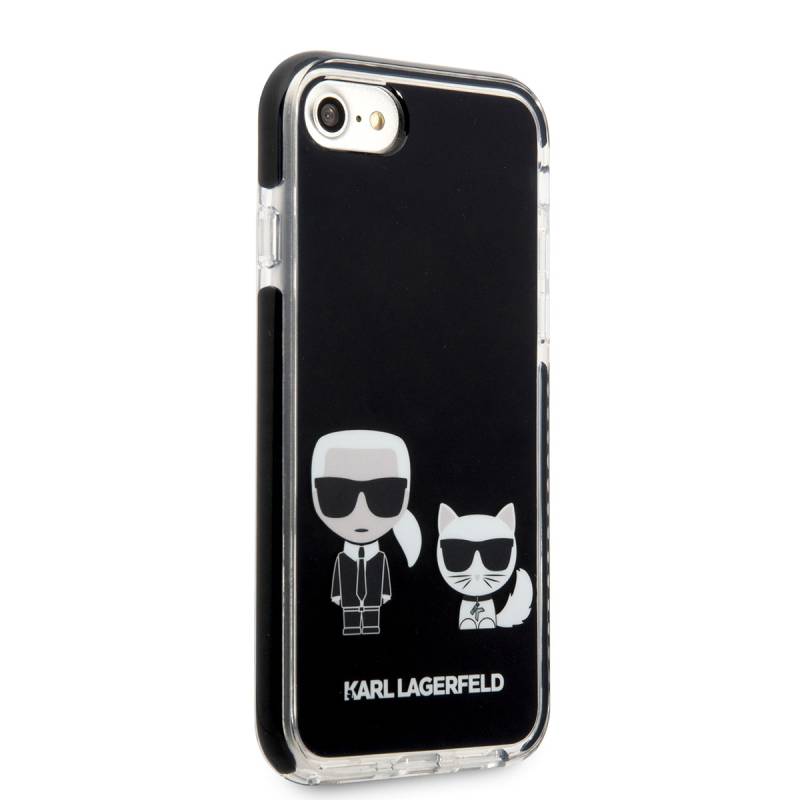 Apple iPhone 7 Kılıf Karl Lagerfeld Kenarları Siyah Silikon K&C Dizayn Kapak - 9
