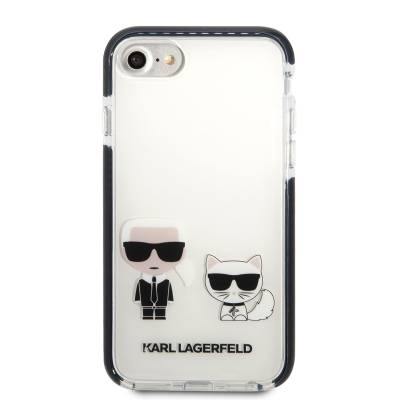 Apple iPhone 7 Kılıf Karl Lagerfeld Kenarları Siyah Silikon K&C Dizayn Kapak - 11