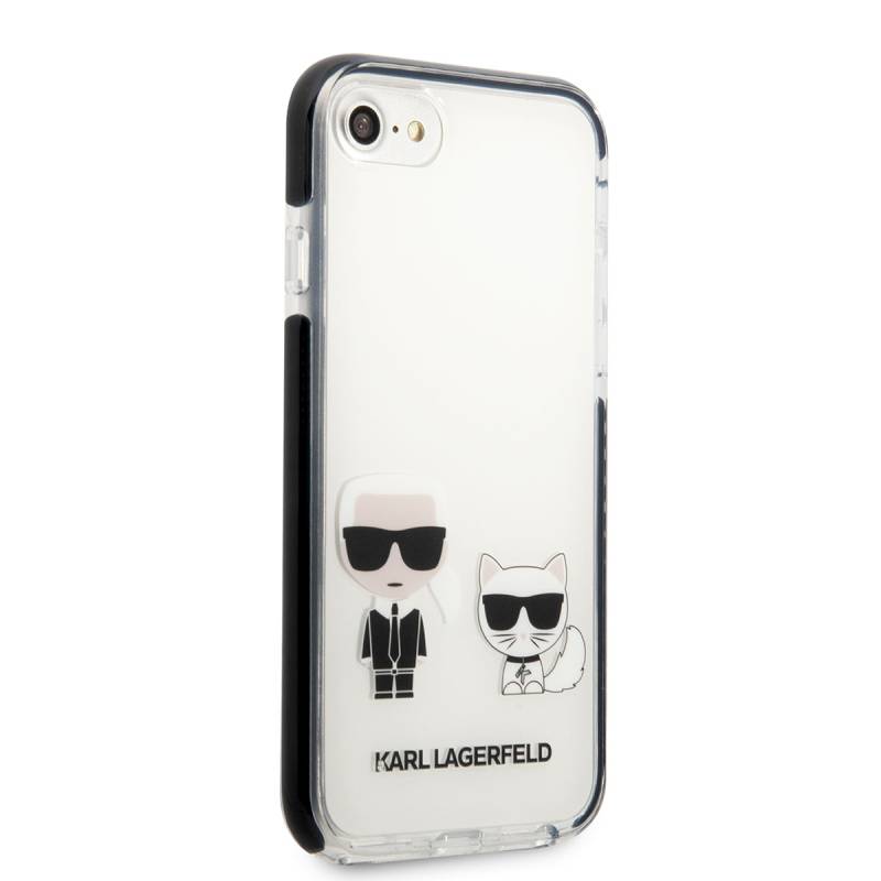 Apple iPhone 7 Kılıf Karl Lagerfeld Kenarları Siyah Silikon K&C Dizayn Kapak - 16