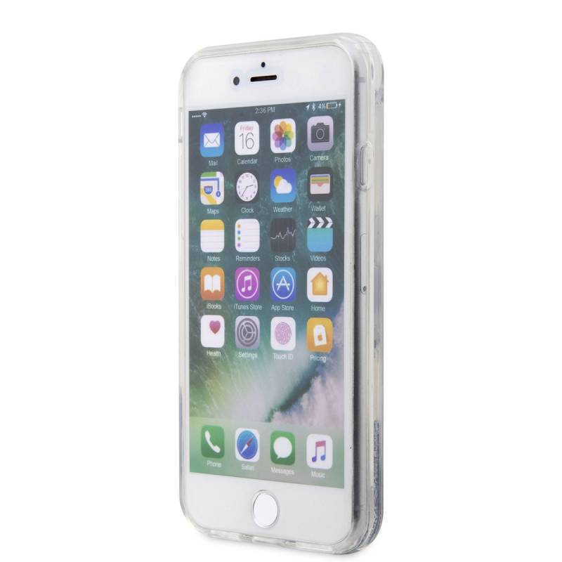 Apple iPhone 7 Kılıf Karl Lagerfeld Sıvılı Simli Karl Head Dizayn Kapak - 6