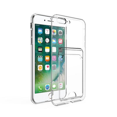 Apple iPhone 7 Plus Case Card Holder Transparent Zore Setra Clear Silicone Cover - 5
