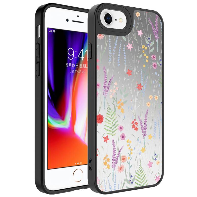 Apple iPhone 7 Plus Case Mirror Patterned Camera Protected Glossy Zore Mirror Cover - 9
