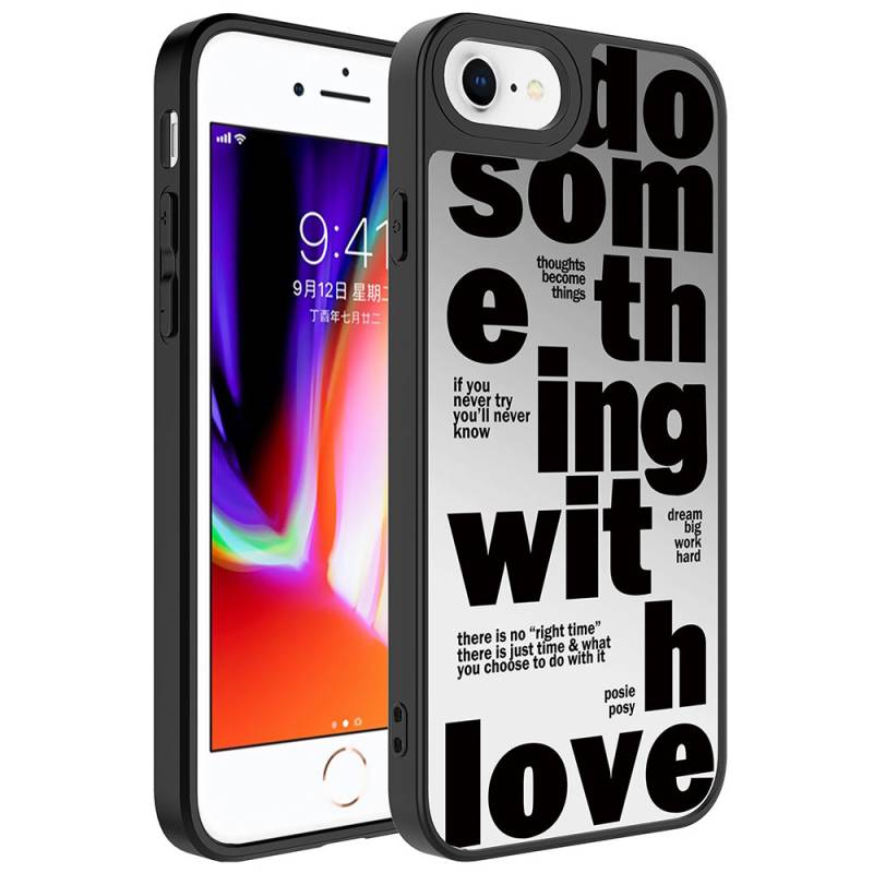 Apple iPhone 7 Plus Case Mirror Patterned Camera Protected Glossy Zore Mirror Cover - 12