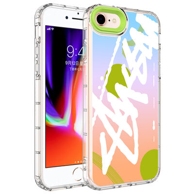 Apple iPhone 8 Case Camera Protected Colorful Patterned Hard Silicone Zore Korn Cover - 4