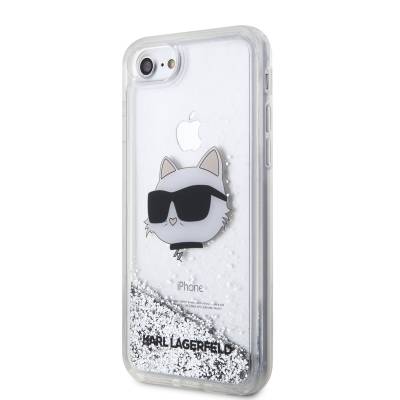Apple iPhone 8 Case Karl Lagerfeld Liquid Glittery Choupette Head Design Cover - 2