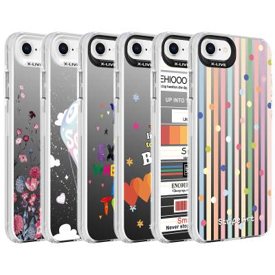 Apple iPhone 8 Case Patterned Zore Silver Hard Cover - 3