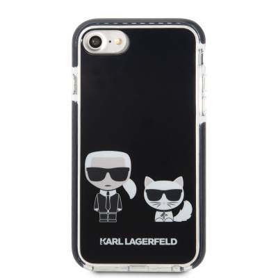 Apple iPhone 8 Kılıf Karl Lagerfeld Kenarları Siyah Silikon K&C Dizayn Kapak - 5