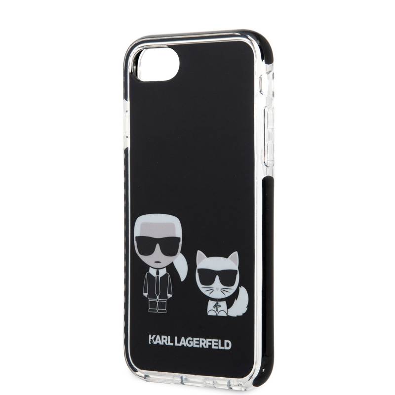 Apple iPhone 8 Kılıf Karl Lagerfeld Kenarları Siyah Silikon K&C Dizayn Kapak - 7