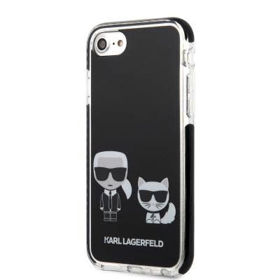 Apple iPhone 8 Kılıf Karl Lagerfeld Kenarları Siyah Silikon K&C Dizayn Kapak - 4