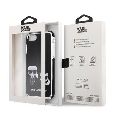 Apple iPhone 8 Kılıf Karl Lagerfeld Kenarları Siyah Silikon K&C Dizayn Kapak - 8