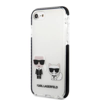Apple iPhone 8 Kılıf Karl Lagerfeld Kenarları Siyah Silikon K&C Dizayn Kapak - 9