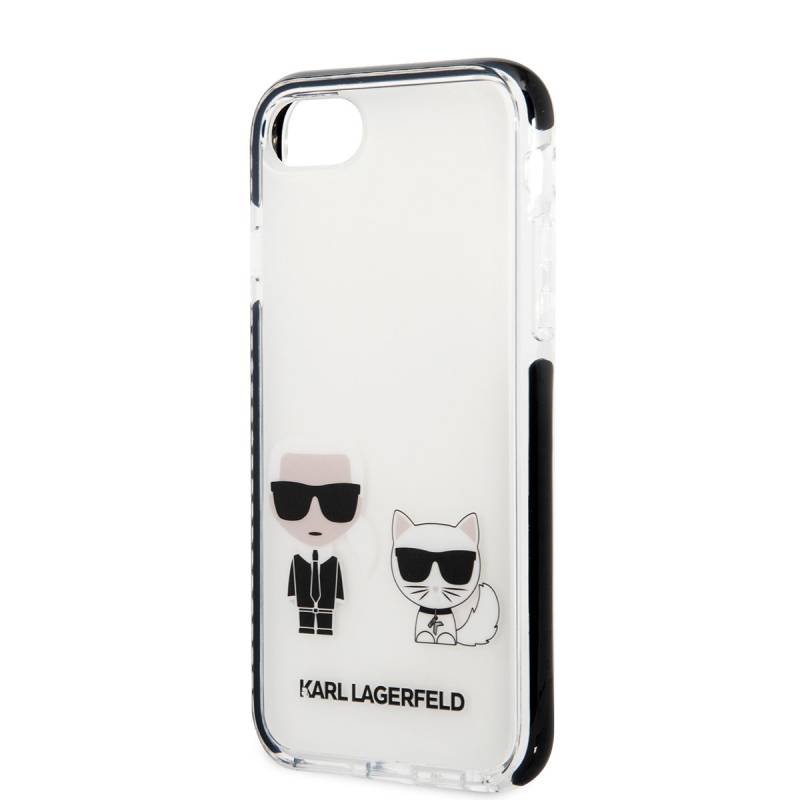 Apple iPhone 8 Kılıf Karl Lagerfeld Kenarları Siyah Silikon K&C Dizayn Kapak - 12