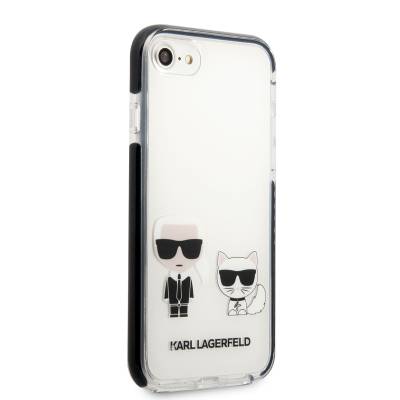 Apple iPhone 8 Kılıf Karl Lagerfeld Kenarları Siyah Silikon K&C Dizayn Kapak - 16