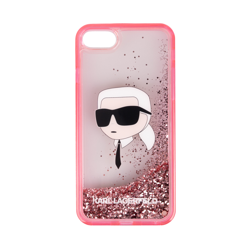 Apple iPhone 8 Kılıf Karl Lagerfeld Sıvılı Simli Karl Head Dizayn Kapak - 10