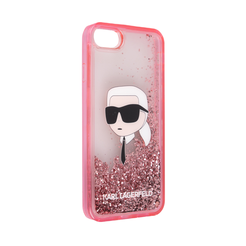 Apple iPhone 8 Kılıf Karl Lagerfeld Sıvılı Simli Karl Head Dizayn Kapak - 3