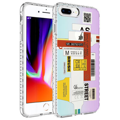 Apple iPhone 8 Plus Case Airbag Edge Colorful Patterned Silicone Zore Elegans Cover - 4