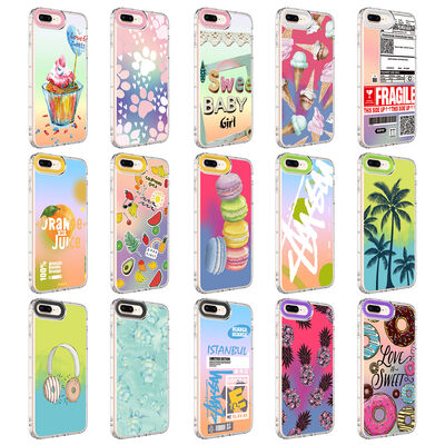 Apple iPhone 8 Plus Case Camera Protected Colorful Patterned Hard Silicone Zore Korn Cover - 2