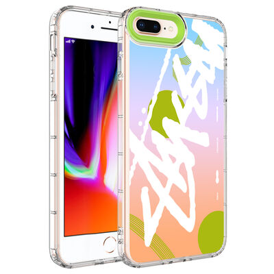 Apple iPhone 8 Plus Case Camera Protected Colorful Patterned Hard Silicone Zore Korn Cover - 4