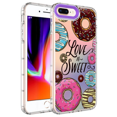 Apple iPhone 8 Plus Case Camera Protected Colorful Patterned Hard Silicone Zore Korn Cover - 13
